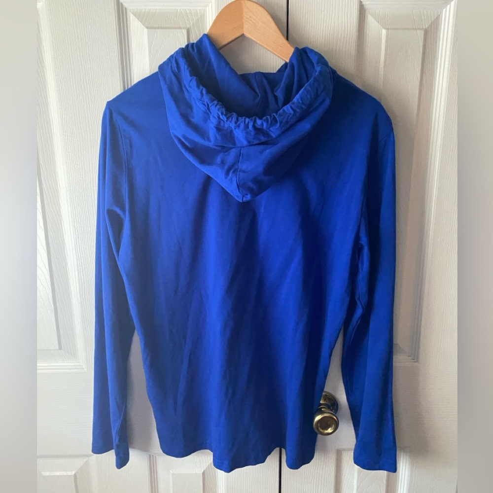 POLO RALPH LAUREN Blue Cotton Jersey Lightweight Hooded Long Sleeve T-Shirt SZ S - Picture 2 of 7